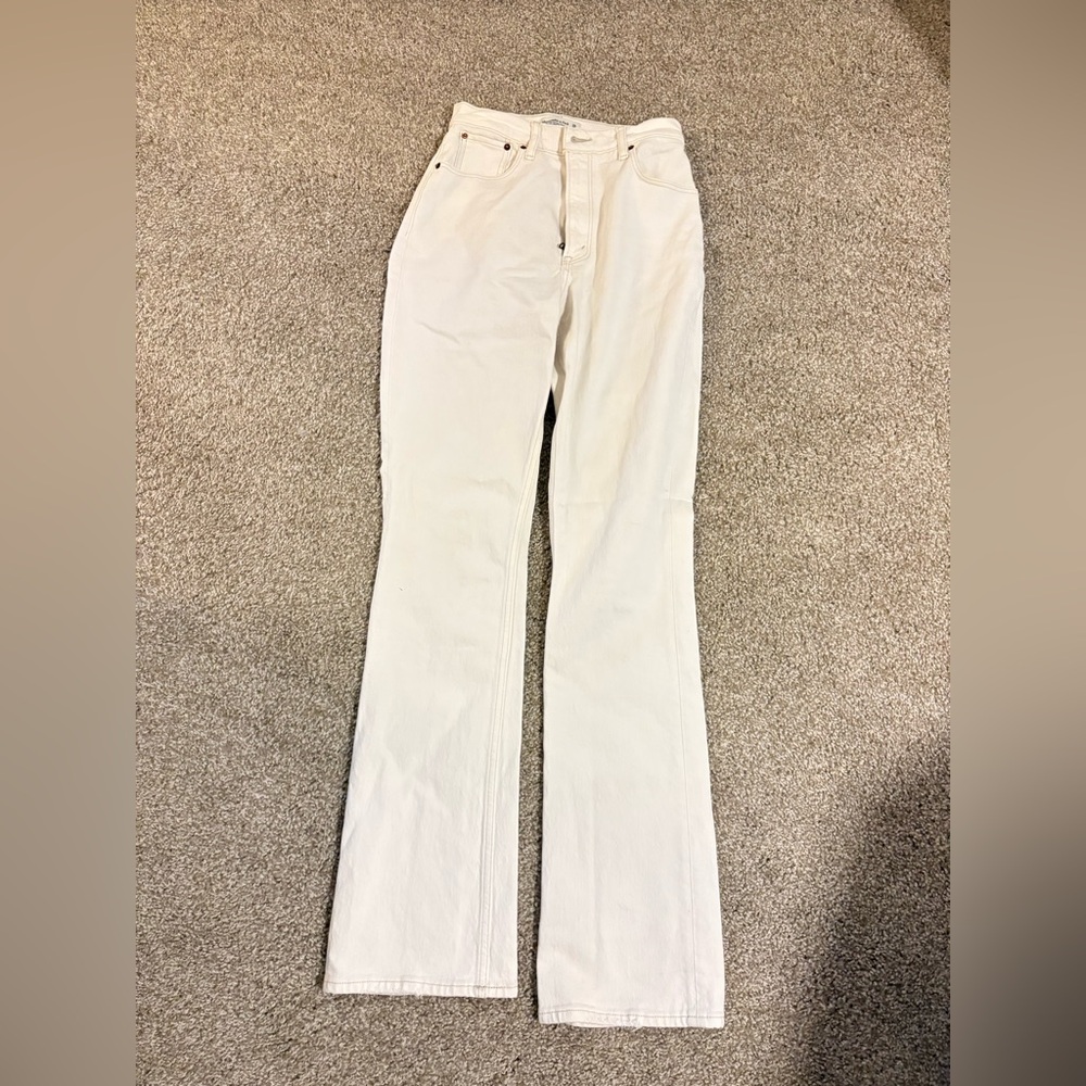 Abercrombie and fitch 70’s flare high rise white jeans